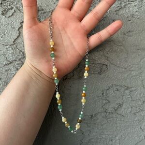 Chic Citrine and Aventurine Beaded Necklace